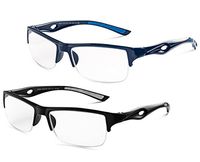 Specs Half Rimmed Rectangular Glasses for Reading (Matte Black with White, Shiny Blue) +2.00 Value 2 Pack