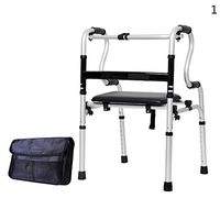 PMent YC8307, Standard Walking Aid for The Elderly, 4 Legs with Leather Waterproof Soft Seat, Foldable and Adjustable, Suitable for Disabled/Cerebral Infarction, Thick Aluminum Alloy Material, Porta