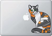 Yadda-Yadda Design Co. Calico Charming Cat Stained Glass Style - MacBook | Laptop | Computer - Vinyl Decal Sticker YYDC (5.5" w x 7" h) (Color Choices) (Calico Cat)