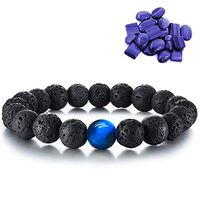 Blue Cat Eye Lava Stone Diffuser Bracelet Tiger Eye Bracelet Genuine Nature Lava Bead Bracelet Durable Elastic Bracelet Yoga Bracelet Relax, Balance, Energy Reiki Bracelet for Men/Women Christmas Gift