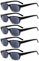 Eyekepper Design Reading Sunglasses-5 Pack Grey Tinted Lens Glasses for Women Men Reading Under The Sun,+3.50 Reader Eyeglasses