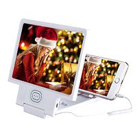 Lyperkin Phone Screen Magnifier,8.5 Inch Cellphone HD Non-Radiation Projector Enlarged Amplifier,Mobile 3D Movie Video Desktop Leather Folding Stand Bracket with Speaker Compatible with All Phone