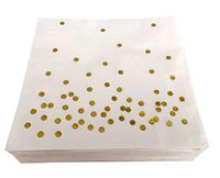 United Unicorns - 50 pk - best white napkins with gold foil dots for birthday, wedding, dinner party events & party supplies (gold)