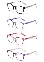 JM Reading Glasses Set of 4 Quality Spring Hinge Readers Men Women Glasses for Reading +4.0 Mix Color