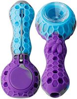 Unbreakable Honey Silicone Straw Pipe with Cleaner Cover Bowl (Purple & Blue)