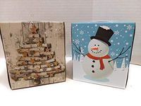 Christmas Holiday Facial Tissues Decorator Packages 2 Pack Bundle Set Rustic Farmhouse Birch Logs (Snowman/Christmas Tree)