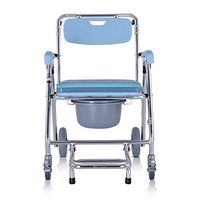Folding Chair Old Man Wheeled Commode/Over Toilet Chair with Padded Seat and Back Wheelchair Bath Chair Moving Toilet Shower Brakes