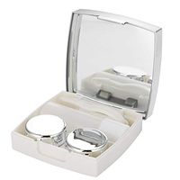 Jadeshay Lens Box - Portable Travel Cute Lenses Box,1 Set,Gold Pink White (Color : White)