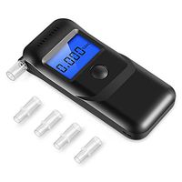 Breathalyzer, 2020 New Portable Breath Alcohol Tester LCD Screen with 5 Mouthpieces for Personal Use, AT2700 Black