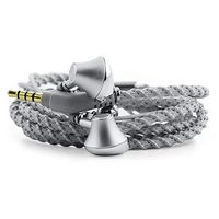 URIZONS Earbuds, Earphones, Headphones, Headsets with Microphone Remote for iPhone, iPad, Mac, Laptop Android Devices Fabric Braided Wistband Bracelet (Silver)