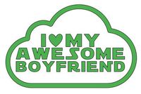 Home Grown Claremore I Love My Awesome Boyfriend - Vinyl Sticker Decal | Perfect for Cars Trucks Motorcycles Laptops Wall Décor | Multiple Colors | 5.5" W X 3.5" H | Green HGC1348