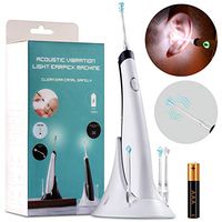 Earwax Removal Kit with Light, Ear Wax Cleaner with Ear Canal Vibrating Massage, Earpick Kit with Dual LED Lights, Earwax Remover with Vibration, Lighted Ear Scoop Set with 4 Ear Spoon Heads and Base