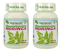 Moringa Capsules - 2 Bottles (Each 60 Capsules, 500mg) - Planet Ayurveda - US Seller