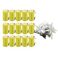 QBLPOWER 15Pcs SubC Sub C Battery with Tabs NiCd Rechargeable 3400mAh 1.2V for Power Tool with Solder Tabs