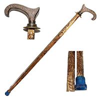 Handmade Indian Walking Stick Floral- Wooden Canes and Walking Sticks for Men - Walking Cane with Brass Handle, Affordable Gift Decorative Walking Cane Fashion Statement for Men/Women/