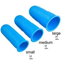 12 Pieces Finger Cots Silicone Finger Protection Covers Caps Finger Tip Protectors Finger Guards Heat Resistant Finger Sleeves 3 Sizes (Blue)