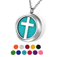 HOUSWEETY Aromatherapy Essential Oil Diffuser Necklace-Stainless Steel Locket Pendant,11 Refill Pads(Non-engraving)