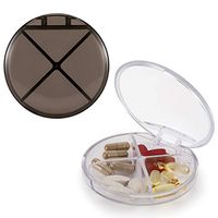 HRX Package 2pcs Little Pill Case with 4 Compartments, Portable Pill Box Holder Carrier Small Medicine Organizer for Pocket Purse (Black and Translucent)