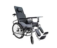 LYX® Folding A Wheelchair, Manual Wheelchair Fully Lying Light Elderly Trolley with A Toilet Disability Old Man Scooter Foldable with Dining Table Detachable Armrest