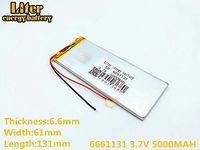 3.7V 5000mAh 6661131 Lithium Polymer Ion Rechargeable Battery Lithium Polymer Li-Po Battery for MP4 GPS MP3 Bluetooth Stereo DIY Gift