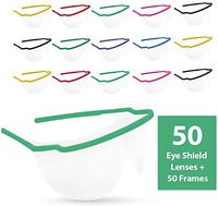 Disposable Plastic Eye Shields, Disposable Eyewear,Clear Lenses with Multi-Colored Frames, Fog Resistant, wrap Around Design Provides Front and Side Protection,Assorted Colors (50 Packs)