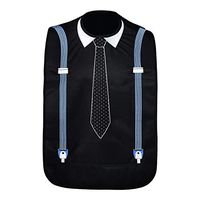 Modaliv Adult Bib for Men - Embroidered Waterproof Clothing Protector with Crumb Catcher - Reusable - Machine Washable (Tie and Suspenders)