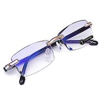 TERAISE Rimless Reading Glasses Fashion Diamond Cut Edge Design Anti-Blue Lens Spectacle Readers for Men(2.0X)