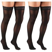 Truform Compression 20-30 mmHg Sheer Thigh High Stockings Black, Medium, 2 Count