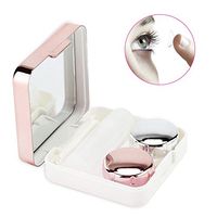 Contact Lens Case, Portable Mini Travel Kit with Mirror Bottle Tweezers Container Holder(Light Pink)