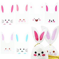 120PCS Candy Gift Wrap Bags Rabbit Ear Bags with Twist Ties for Kids Birthday Party Favors Supplies