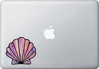 Yadda-Yadda Design Co. Scallop Seashell - Shell - Stained Glass Style Vinyl MacBook Laptop Decal - Copyright 2016 (Size and Color Choices) (Medium, 4" w x 3.75" h) (Pink)