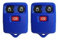 AmericanAutomotiveSupply - 2 BLUE Replacement New Keyless Entry 3 Button Remote Car Key Fobs for Select Ford, Lincoln, Mercury WITH Free DIY Instruction Guide