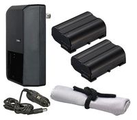 Nikon D610 'Intelligent' Batteries (2 Units) + AC/DC Travel Charger + Nwv Direct Microfiber Cleaning Cloth.