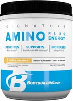 BodyBuilding.Com Signature Amino Plus Energy Powder | Essential Amino Acids and Caffeine | Nutrition Supplement | Promote Energy and Recovery | 30 Servings, Tropical Pineapple