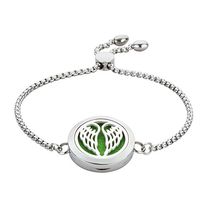 GelConnie Angel Wing Essential Oil Diffuser Bracelet Stainless Steel Bracelet Fragrance Locket Aromatherapy Jewelry for Women, Mom BDFL357