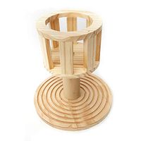 nicemeet DIY Multifunctiona Pet Wooden Hay Holder Food Bowl Claw Grinding Toy Hay Feeder for Small Animals, 23×23×24cm.