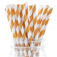 CleverDelights Biodegradable Paper Straws - Orange Stripe - Box of 100