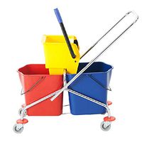Xiaochongshan Mop Cleaning Bucket,Double Barrel Water Press Broom Mop Bucket,Mop Bucket Squeeze Bucket Squeezer Mop Cleaning Cart Mop Bucket Squeeze (Color : Yellow, Size : 44x85x98cm)