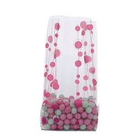 Small Funky"Pink DOTS" Baubles 7x2x3" Cello Cellophane Treat Food Snack Bags (40 ct)