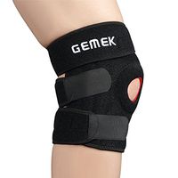 GEMEK Knee Brace Support Osgood Schlatter Knee Brace Open-Patella Brace for Arthritis, Relieves Meniscus Tear, Arthritis, Tendonitis Pain with Adjustable Knee Support & Breathable (Black 4 Springs)