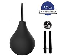 HailiCare Enema Bulb Clean Anal Silicone Douche for Men Women FDA Certificate Comfortable Medical Kits with Enema Bulb, 2 Free Nozzles 7.7 Ounce - Black (Black Enema Bulb + 2 Free Nozzles)