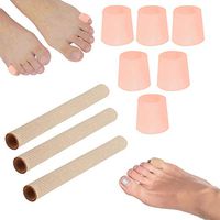 Toe Tubes Sleeves Protectors Cushions, Fabric Gel Lining Finger Toe Separator Tubing for Bunion, Hammer Toe, Callus, Corn, Blister,9 Pack