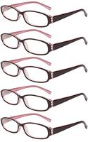 Reading Glasses 5 Pair Spring Hinge Fashion Quality Readers for Men and Women +3