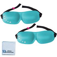 2 Lunashade Sleep Beauty Soft Eye Masks with Ergonomic Padded Foam and Deep Sockets for Easy Blinking (Light Blue) + eCostConnection Microfiber Cloth