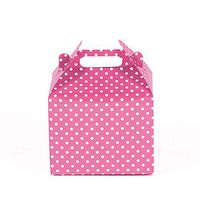 12CT (1 Dozen) Small Biodegradable Kraft/Craft Favor Treat Gable Boxes (Small, Polka Dot Hot Pink)