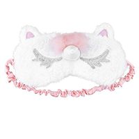 Cute Sleeping Eye Mask Plush Cat Sleep Mask Girls Sleeping Blinders Nap Eye-Cover for Travel and Home Silver