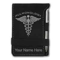 Mini Notepad, Pulmonogy, Personalized Engraving Included (Black with Silver)
