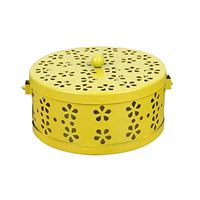 LIOOBO Vintage Insence Holder Retro Mosquito Coil Holder Iron Mosquito Coil Burner (Yellow)