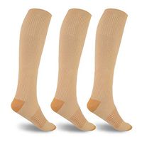 High Energizing Compression Trouser Socks for Men and Women ((3-Pack) (Beiege, Large-XLarge)