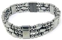 TRI-Power 3 Strand 100% Black Magnetic Hematite Bracelet with Powerful Rare Earth Magnetic Clasp (9.75")